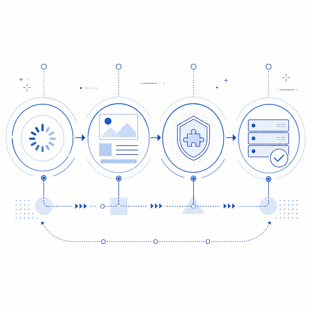 abstract flow diagram of loader, render, challenge, and server validation