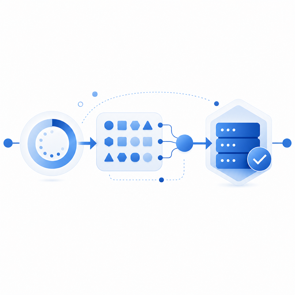 abstract flow of loader, token generation, and server validation path
