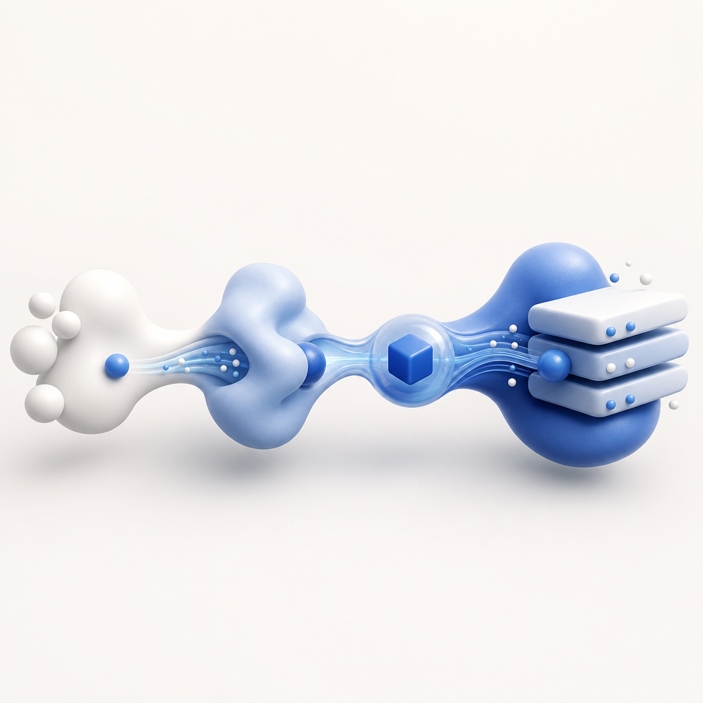 abstract flow showing client load, challenge render, token pass, and server vali