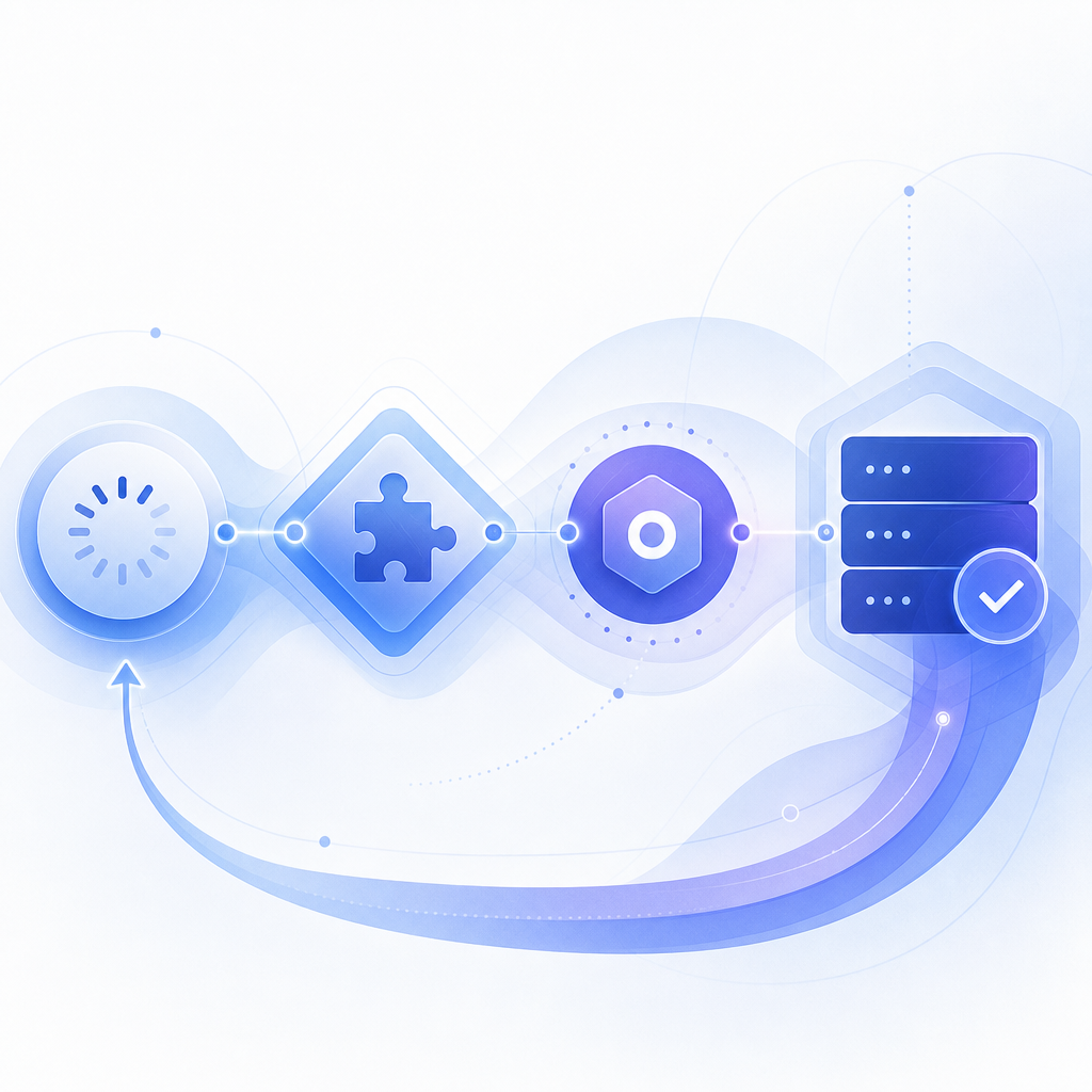 abstract flow diagram of loader, challenge, token, and server validation