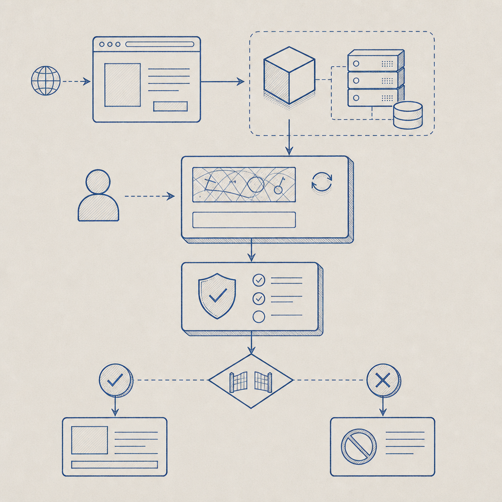 conceptual flow diagram illustrating captcha protection process in a .NET app