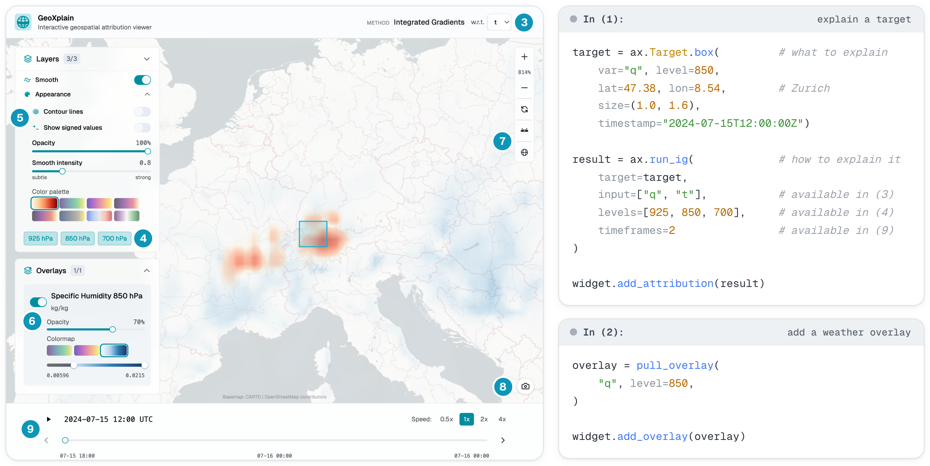 GeoXplain: On-the-Fly Visual Explanations for Weather Foundation Models